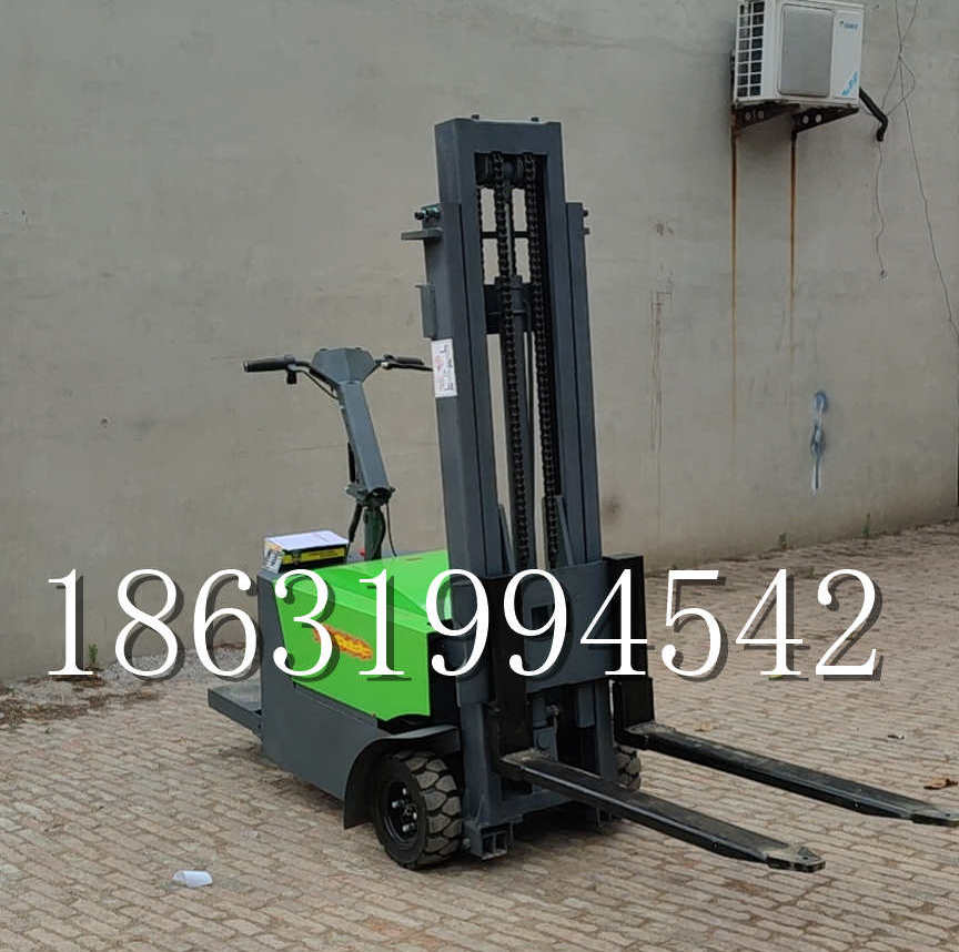 琉球乡优程全电动叉车插腿式堆高车液压装卸车1.5吨升高小型站驾式铲车